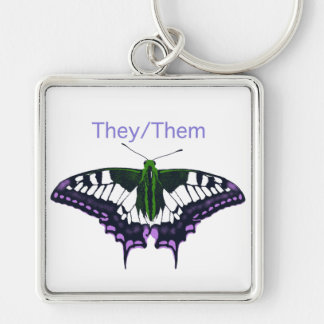 They/Them Nonbinary Pride Swallowtail Butterfly Sleutelhanger