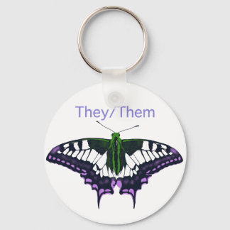 They/Them Nonbinary Pride Swallowtail Butterfly Sleutelhanger