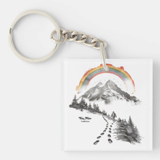 They/Them Trailblazer – LGBTQ Pride Camping Art,  Sleutelhanger (voorkant)