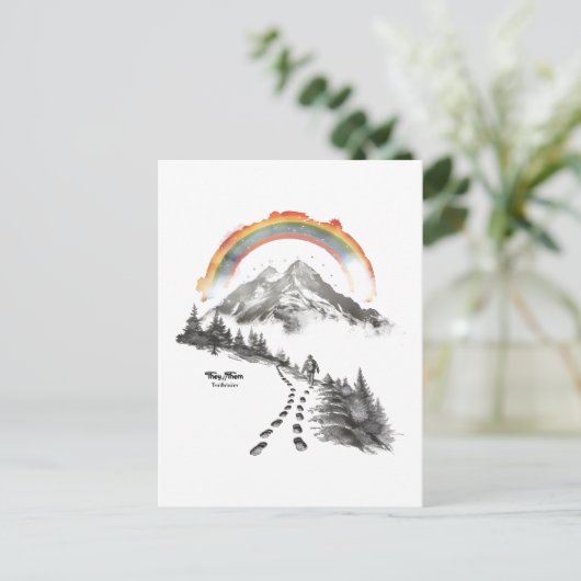 They/Them Trailblazer – LGBTQ Pride Kampeer Kunst, Briefkaart (Staand voorkant)