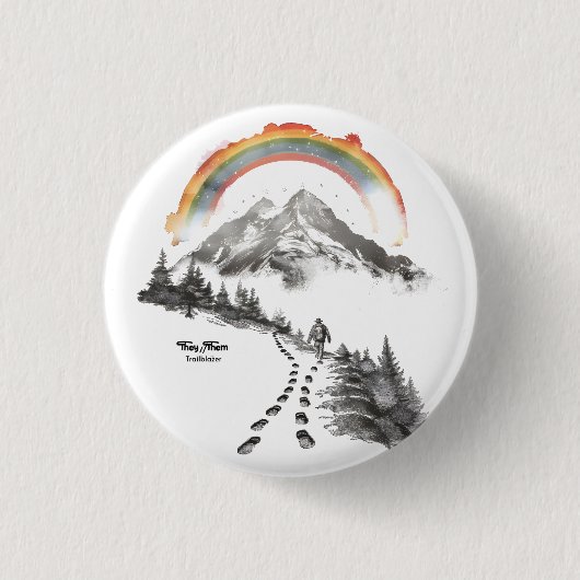 They/Them Trailblazer – LGBTQ Pride Kampeer Kunst, Ronde Button 3,2 Cm (Voorkant)