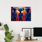 They're Here AI Alien Art Poster (Thuiskantoor)