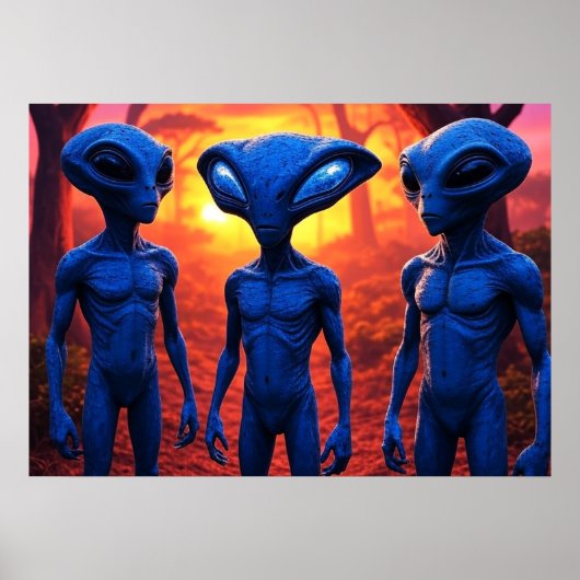 They're Here AI Alien Art Poster (Voorkant)