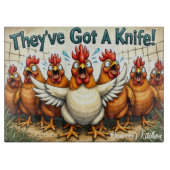 "They've Got a Knife" Personalized Glass  Snijplank (Voorkant)