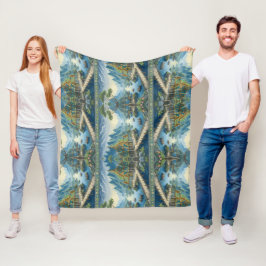 Thibaut Aziatisch Schilderachtig blauw en groen de Fleece Deken