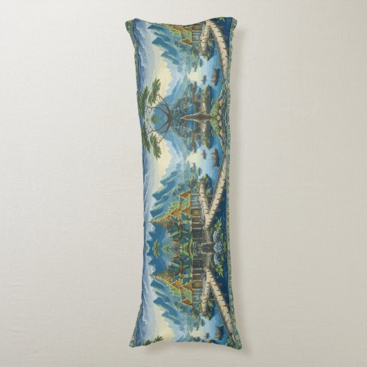 Thibaut Aziatisch Schilderachtig blauw en groen de Lichaamskussen (Voorkant Verticaal)