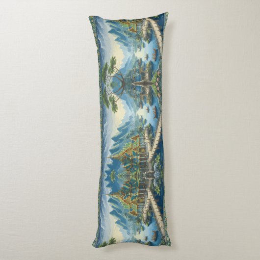 Thibaut Aziatisch Schilderachtig blauw en groen de Lichaamskussen (Achterkant (Verticaal))