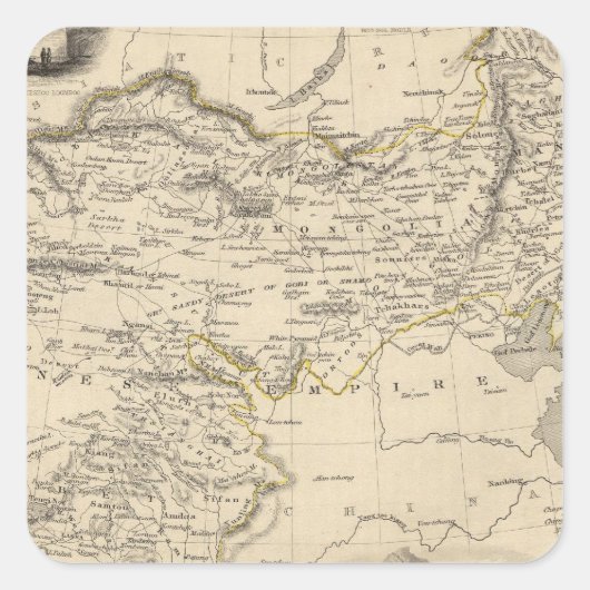 Thibet, Mongolië en Mandchouria Vierkante Sticker (Voorkant)