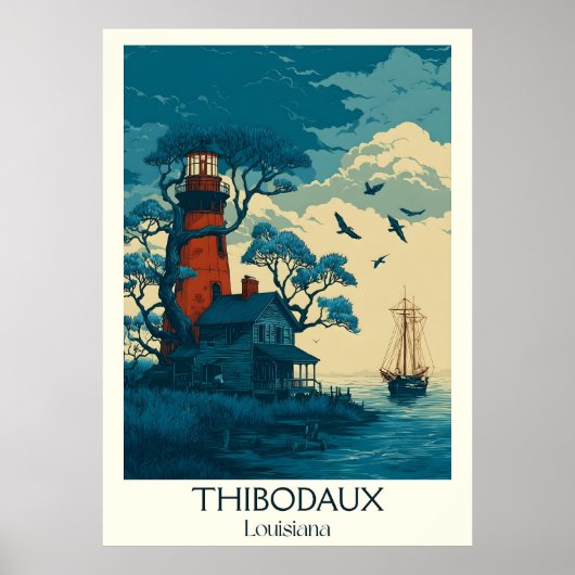Thibodaux Louisiana  vuurtoren Bayou Art Poster (Voorkant)
