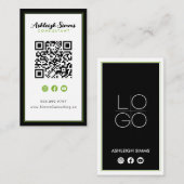 Thick Border Connect op Social Media Green QR Visitekaartje (Voorkant / Achterkant)