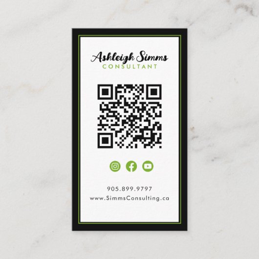 Thick Border Connect op Social Media Green QR Visitekaartje (Voorkant)