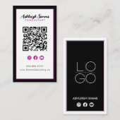 Thick Border Connect op Social Media Roze QR Visitekaartje (Voorkant / Achterkant)