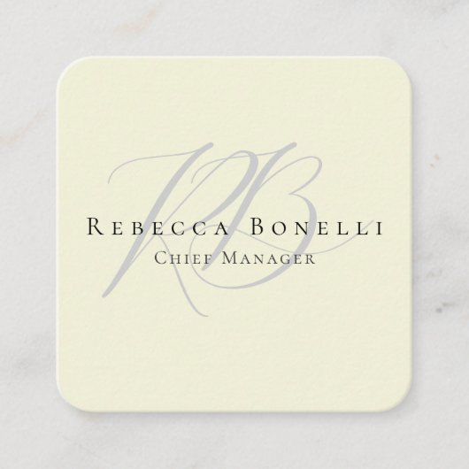 Thick Exclusive Unique Monogram Beige Color Vierkante Visitekaartje (Voorkant)