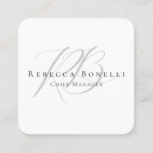 Thick Exclusive Unique Monogram Profile Vierkante Visitekaartje (Voorkant)