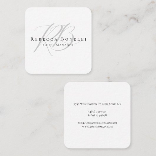 Thick Exclusive Unique Monogram Profile Vierkante Visitekaartje (Voorkant / Achterkant)