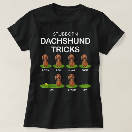 Thick Headed Dog - Funny Long Hair Dachshund for C T-shirt (Design voorkant)