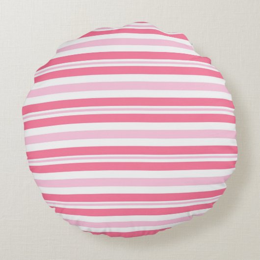 Thick Pink Stripes Rond Kussen (Achterkant)