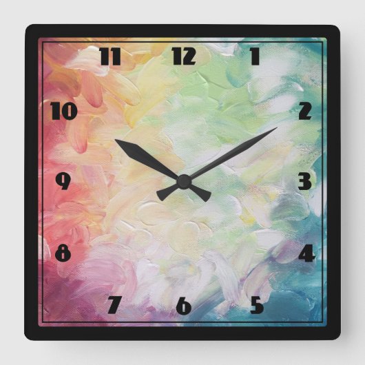 Thick Textured Abstract Paint Vierkante Klok (Voorkant)