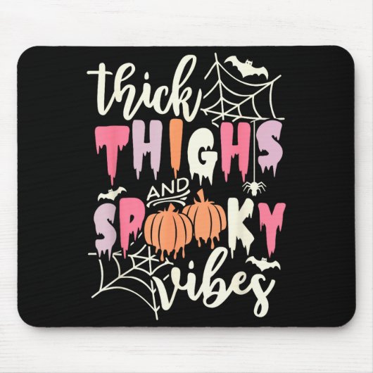 Thick Thighs And Soky Vibes Retro Groovy Halloween Muismat (Voorkant)