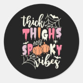 Thick Thighs And Soky Vibes Retro Groovy Halloween Ronde Sticker (Voorkant)