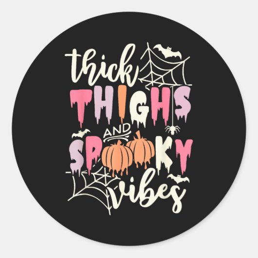 Thick Thighs And Soky Vibes Retro Groovy Halloween Ronde Sticker (Voorkant)