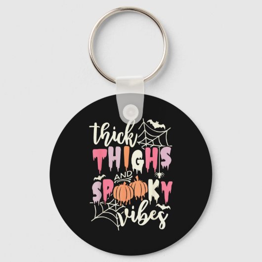 Thick Thighs And Soky Vibes Retro Groovy Halloween Sleutelhanger (Voorkant)