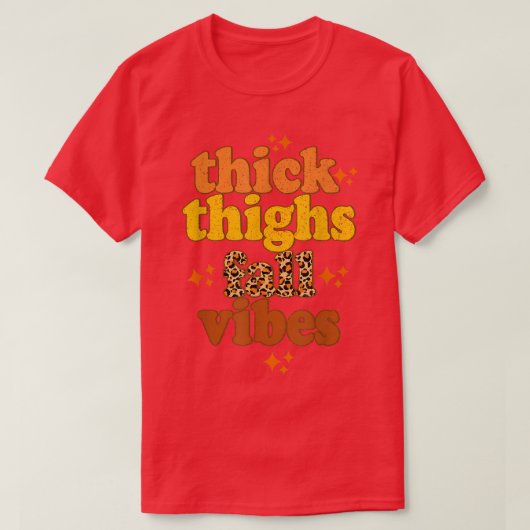 Thick Thighs Herfst Vibes retro leopard Herfst Aut T-shirt (Design voorkant)