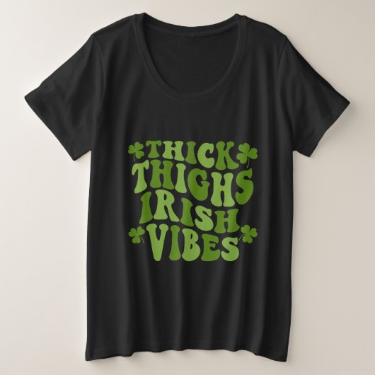 Thick Thighs Irish Vibes Shamrock St Patrick's Day Grote Maat T-shirt (Design voorkant)