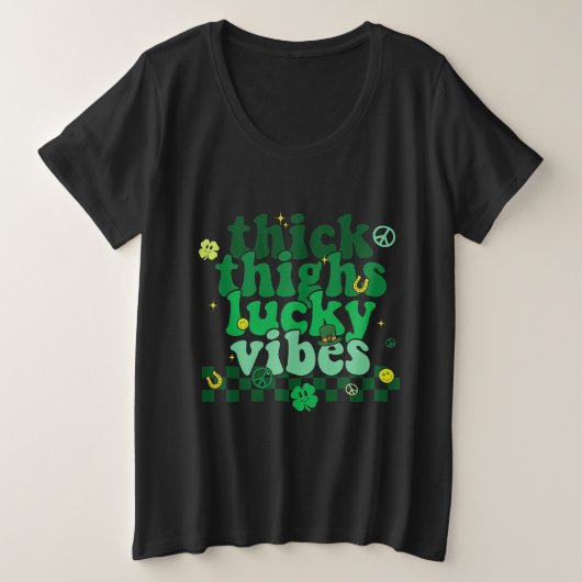 Thick Thighs Lucky Vibes St Patricks Day Irish Grote Maat T-shirt (Design voorkant)