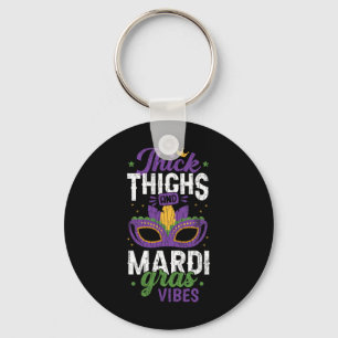 Thick Thighs Mardi Gras Vibes New Orleans Party Gr Sleutelhanger