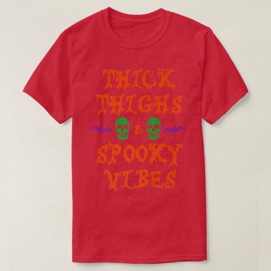 Thick Thighs Spooky Vibes Funny Halloween Premium T-shirt (Design voorkant)