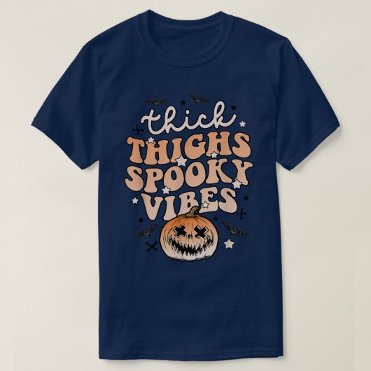 Thick Thighs Spooky Vibes Halloween Pumpkin Boo Gh T-shirt (Design voorkant)