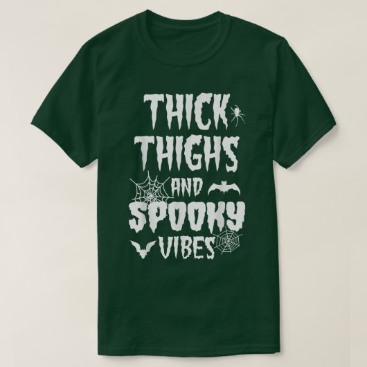 Thick Thighs Spooky Vibes Halloween Pumpkin Ghost T-shirt (Design voorkant)