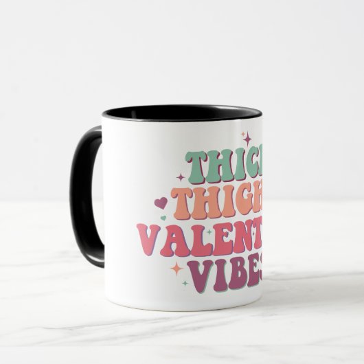 Thick Thighs Valentijn Vibes Retro Font Funny Mok (Voorkant links)
