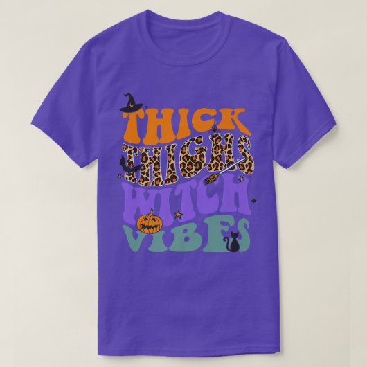 Thick Thighs Witch Vibes Leopard Pumpkin Witch Hat T-shirt (Design voorkant)