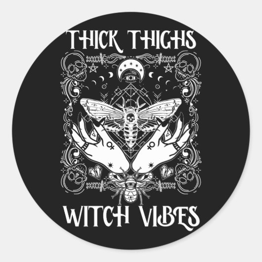 Thick Thighs Witch Vibes Witches Halloween Costume Ronde Sticker (Voorkant)
