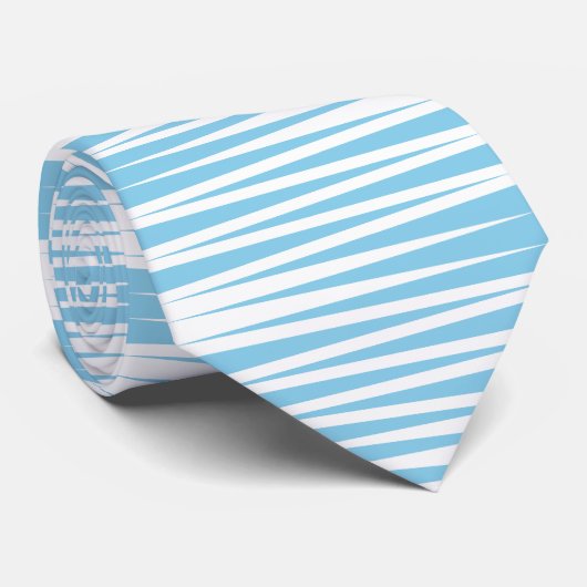 Thick to Thin Stripes Stropdas Sky Blue op White (Opgerold)