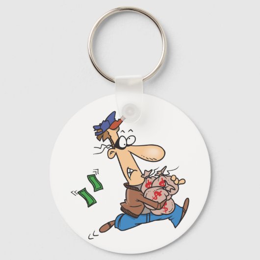 Thief Stealing Money Sleutelhanger (Achterkant)
