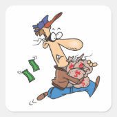 Thief Stealing Money Vierkante Sticker (Voorkant)