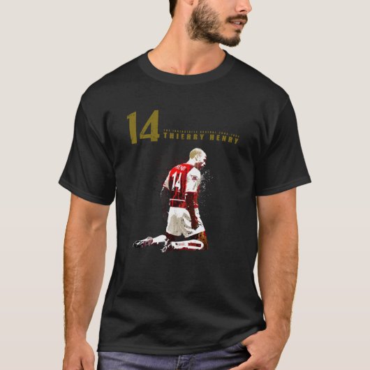Thierry henry 14 op dark red t-shirt (Voorkant)