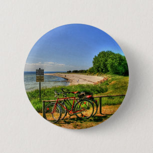 Thiessow Beach op Ruegen Island Ronde Button 5,7 Cm