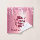 THIGHS EN LOVE VIBES VALENTIJNSE GLITTER DRIP THIC BAD HANDDOEK (Wasdoekje)