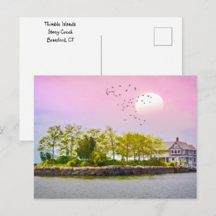 Thimble-eilanden bij zonsondergang briefkaart