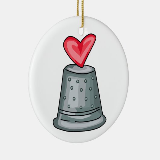 Thimble Heart Keramisch Ornament (Rechts)
