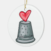 Thimble Heart Keramisch Ornament (Links)
