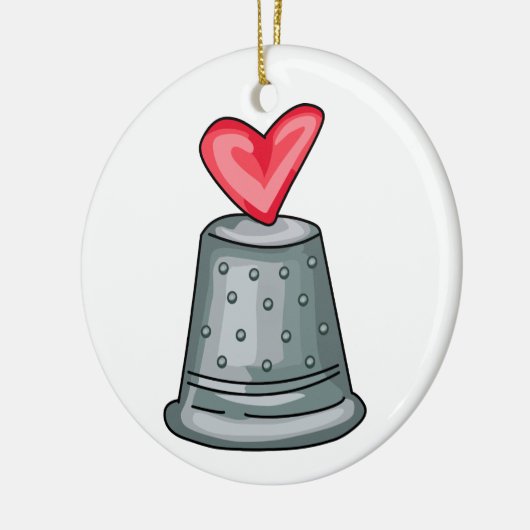 Thimble Heart Keramisch Ornament (Links)