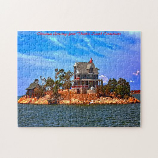 Thimble Island Connecticut. Kerstgroeten Legpuzzel (Horizontaal)