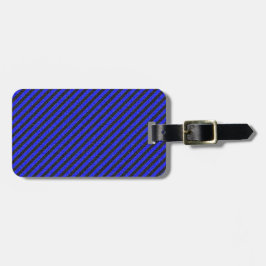 Thin Black and Blue Diagonal Stripes Bagagelabel