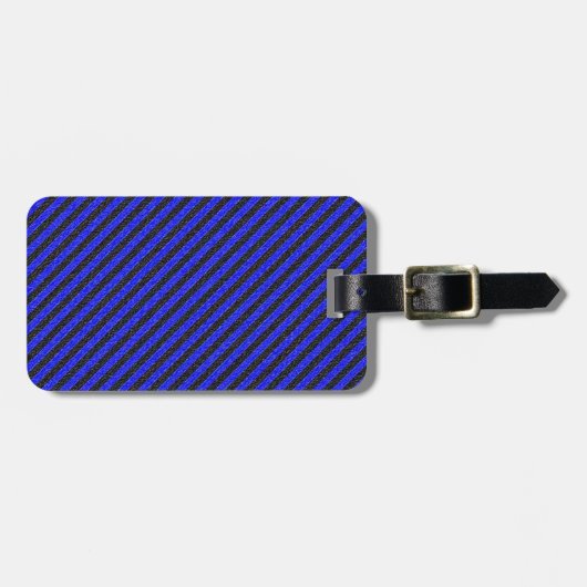 Thin Black and Blue Diagonal Stripes Bagagelabel (Voorkant horizontaal)