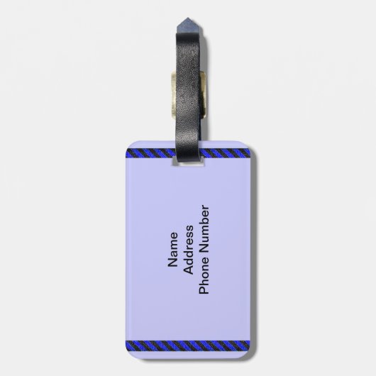Thin Black and Blue Diagonal Stripes Bagagelabel (Achterkant verticaal)